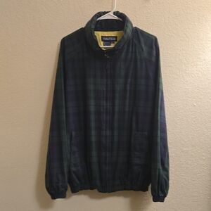 Vintage Nautica Plaid Jacket with Hood - Navy/Forest Green - XL